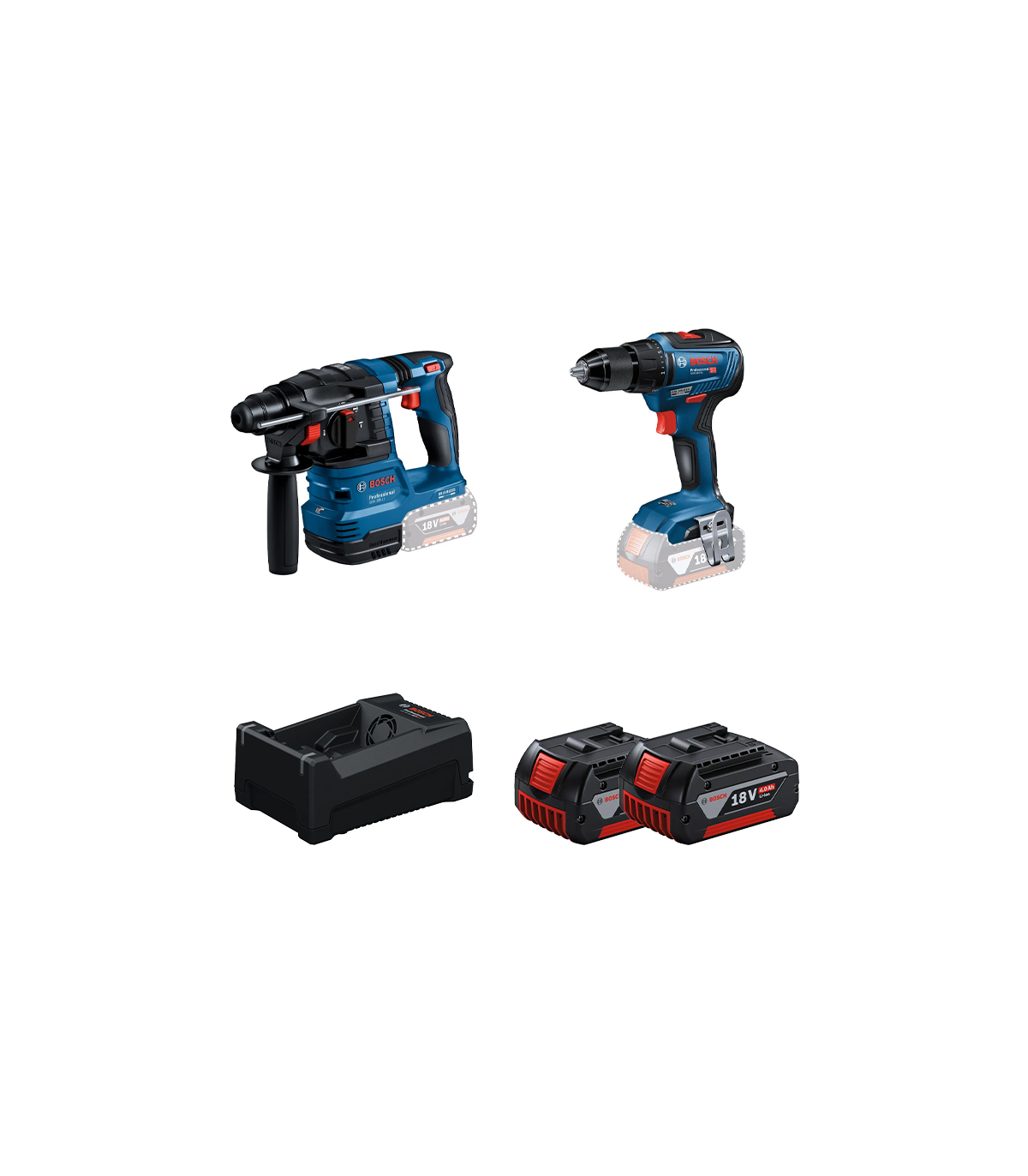 Pack 2 outils 18V Perforateur SDS-Plus GBH 18V-22 + Perceuse-visseuse GSR 18V-55 BOSCH