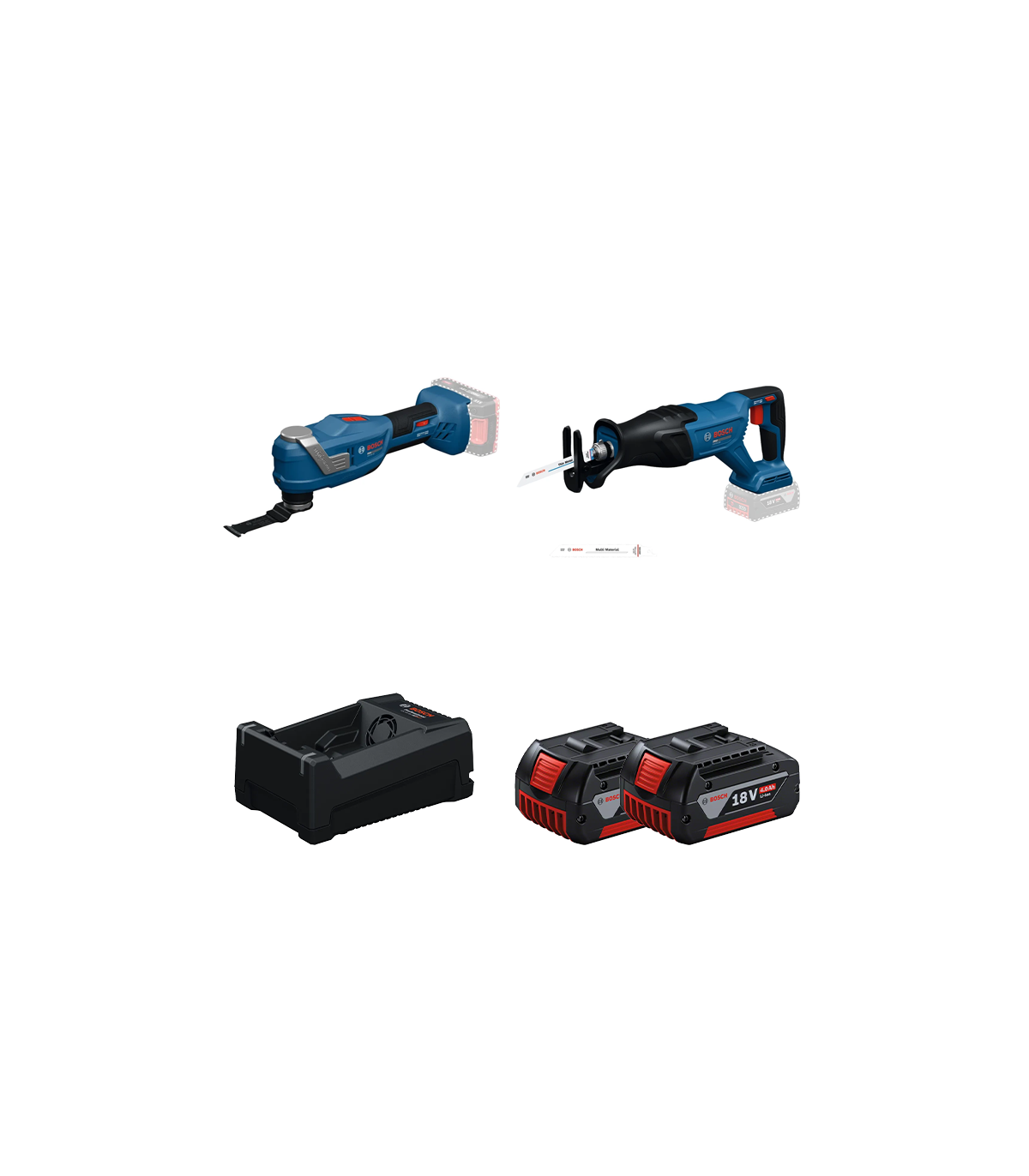 Pack 2 outils 18V Découpeur-ponceur GOP 18V-30 + Scie sabre GSA 18V-280 BOSCH