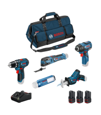 Pack de 5 outils 12V (GLI 12V-30 + GSR 12V-15 + GOP 12V-28 + GDR 12V-110 + GSA 12V-14) BOSCH