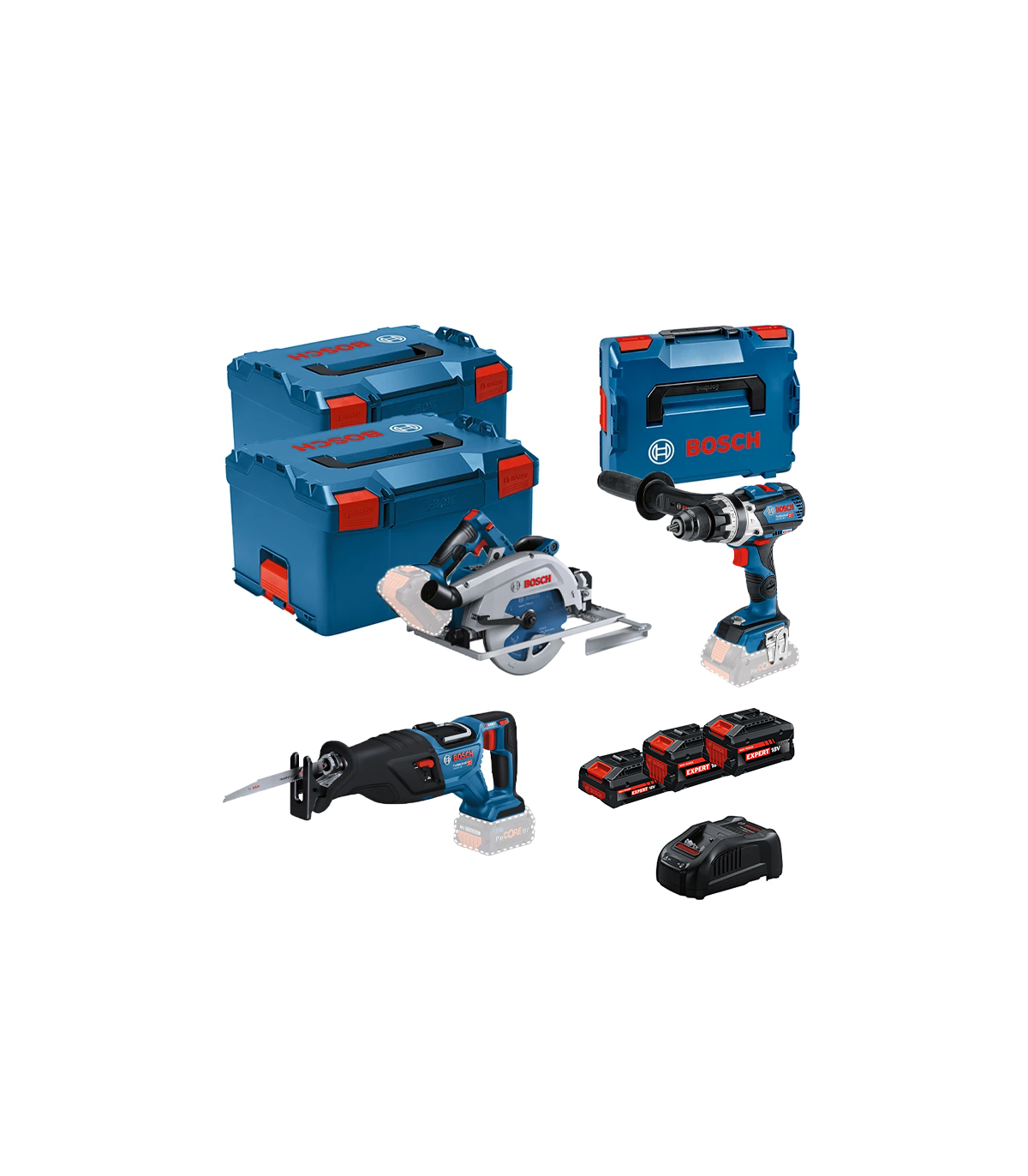 Pack 3 outils 18V (GSB 18V-110 C + GKS 18V-68 GC + GSA 18V-28) BOSCH