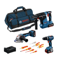 Pack 3 outils 18V (GSB 18V-65 + GWS 18V-11 + GBH 18V-24 C) + Coffret de 7 outils BOSCH