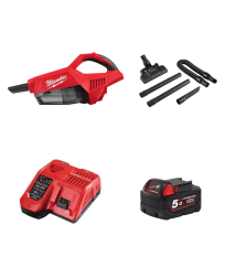 Aspirateur compact 18V M18 BLCV2-0 + 1 batterie 5 Ah + chargeur M12-18 FC MILWAUKEE