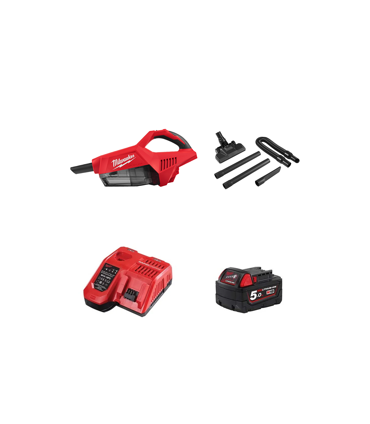 Aspirateur compact 18V M18 BLCV2-0 + 1 batterie 5 Ah + chargeur M12-18 FC MILWAUKEE