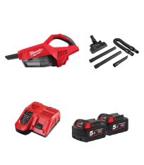 Aspirateur compact 18V M18 BLCV2-0 + 2 batteries 5 Ah + chargeur M12-18 FC MILWAUKEE