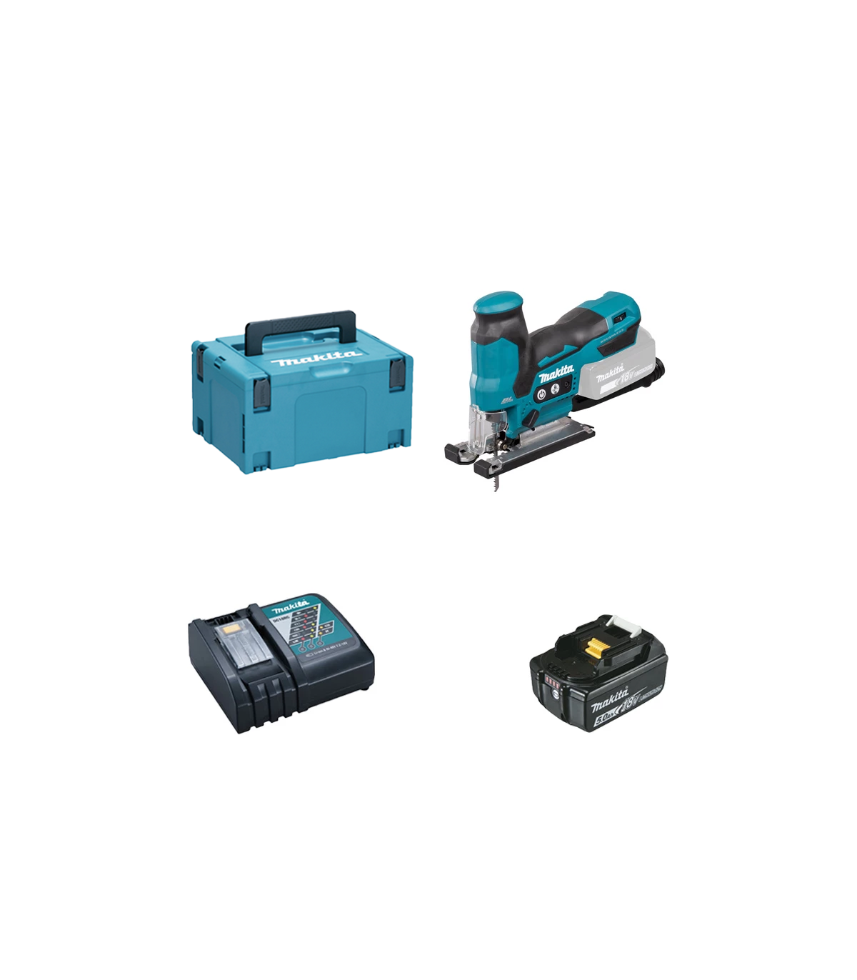 Scie sauteuse 18V DJV185ZJ + 1 batterie 18V 5 Ah + 1 chargeur rapide DC18RC MAKITA
